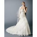 Light Champagne Lace Applique Wedding Dress with Color Beading Bridal Gowns